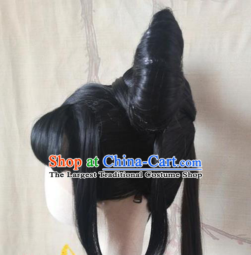 China Ancient Swordswoman Hairpieces Traditional Honor of Kings Chang E Hair Accessories Cosplay Moon Goddess Front Lace Wigs Headwear