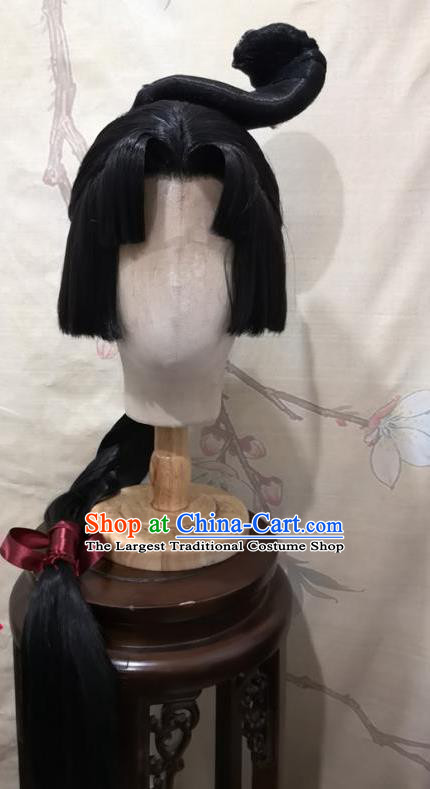 China Cosplay Fairy Front Lace Wigs Headwear Ancient Swordswoman Hairpieces Traditional Hanfu Hair Accessories