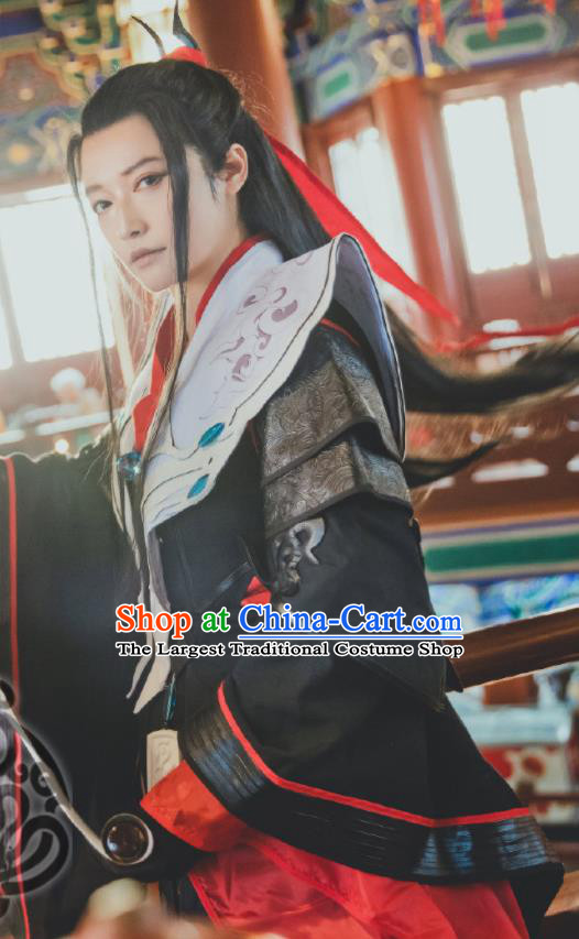 China Cosplay Swordsman Black Apparels Ancient Royal Prince Clothing Traditional JX Online Li Mi Garment Costumes