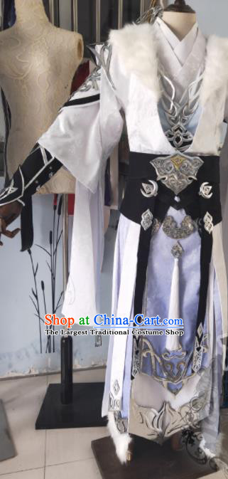 China Cosplay Swordsman Apparels Ancient Royal Prince Clothing Traditional Moonlight Blade Knight Garment Costumes