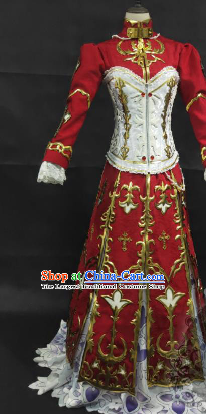 Top Cartoon Magic Angel Clothing Cosplay Duchess Red Dress Clothing Halloween Fancy Ball Garment Costume