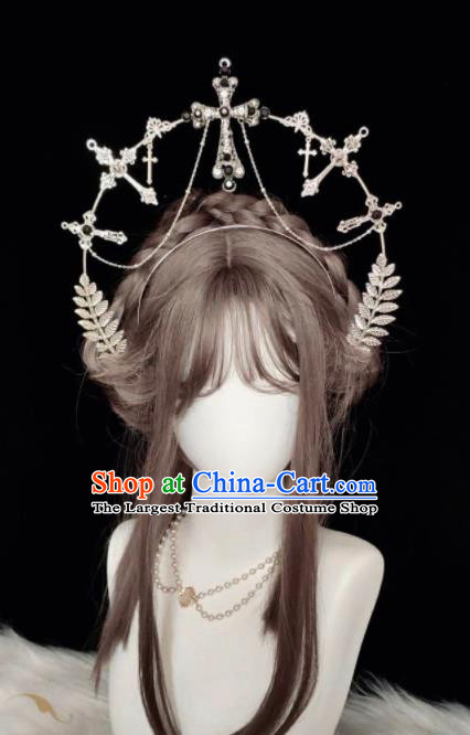 Handmade Retro Goddess Hair Accessories Baroque Queen Tiara Headdress Cosplay Angel Aureole Royal Crown