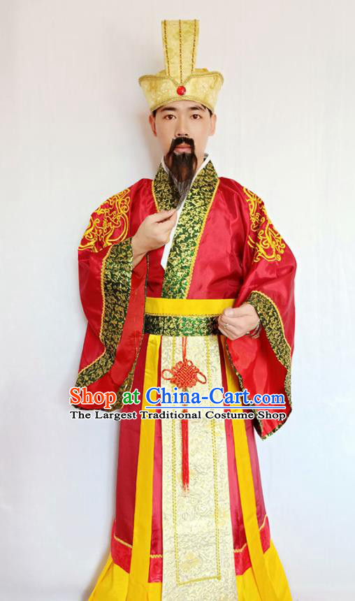 Top Halloween Fancy Ball Garment Costumes China Ancient Prime Minister Apparels Cosplay Wealth God Clothing