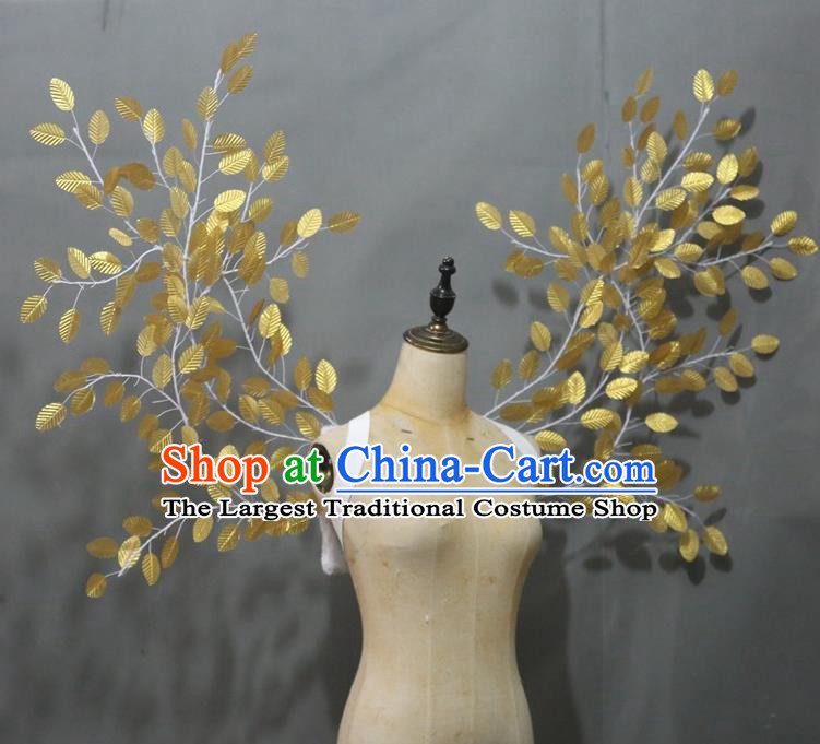 Top Brazilian Parade Accessories Halloween Catwalks Back Decorations Cosplay Angel Branch Props Opening Dance Golden Leaf Wings