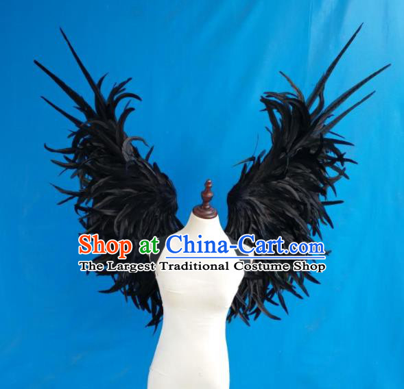 Top Opening Dance Deluxe Black Feather Wings Brazilian Parade Accessories Halloween Catwalks Back Decorations Cosplay Demon Angel Props