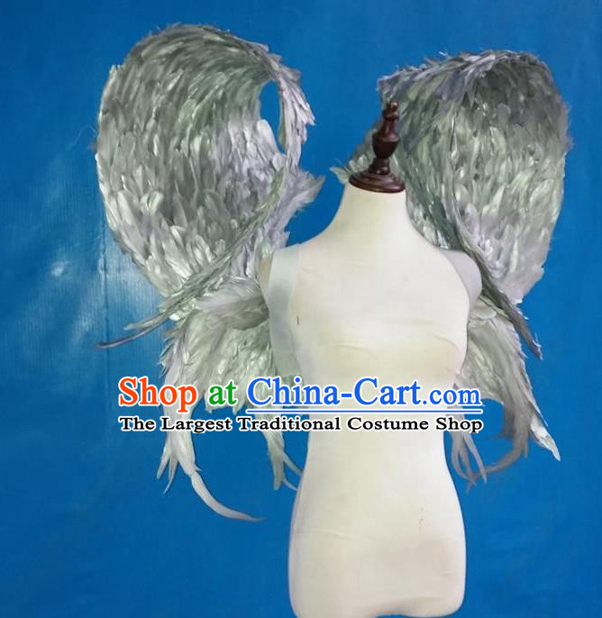 Top Halloween Cosplay Back Decorations Miami Angel Props Opening Dance Silvery Feather Wings Brazilian Parade Catwalks Accessories