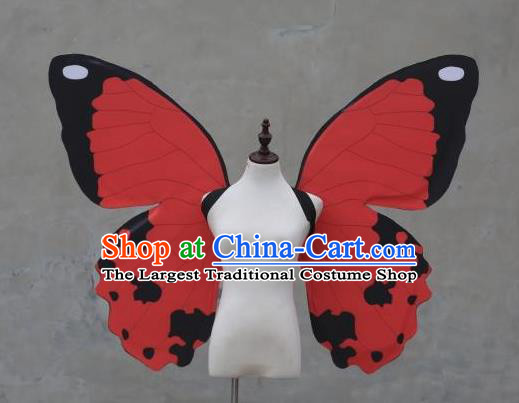 Top Stage Show Red Butterfly Wings Brazilian Parade Back Accessories Samba Dance Decorations Miami Angel Catwalks Props