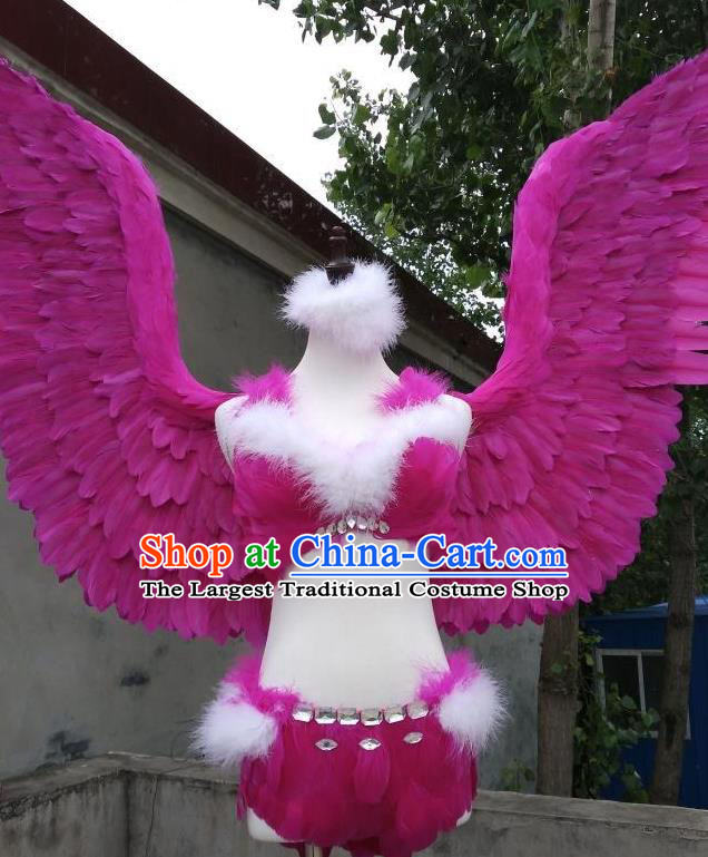 Top Brazilian Parade Back Accessories Cosplay Angel Decorations Miami Catwalks Props Stage Show Rosy Feather Wings