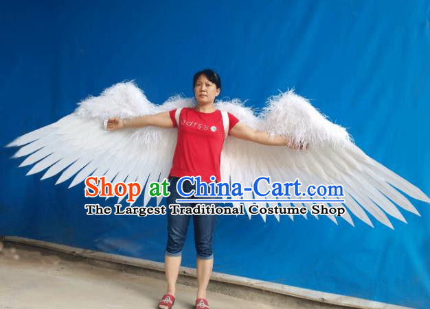 Top Opening Dance Deluxe White Feather Wings Brazilian Parade Catwalks Accessories Halloween Cosplay Back Decorations Miami Angel Props