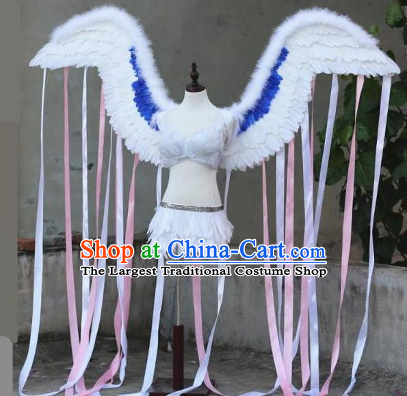 Top Stage Show Ribbon Tassel Wings Opening Dance Back Accessories Brazil Parade Decorations Miami Catwalks White Feather Props