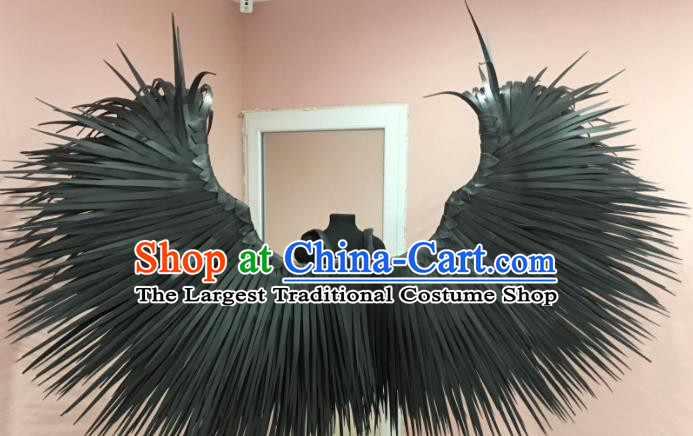 Top Cosplay Angel Accessories Brazil Parade Back Decorations Catwalks Deluxe Black Feather Props Stage Show Giant Wings