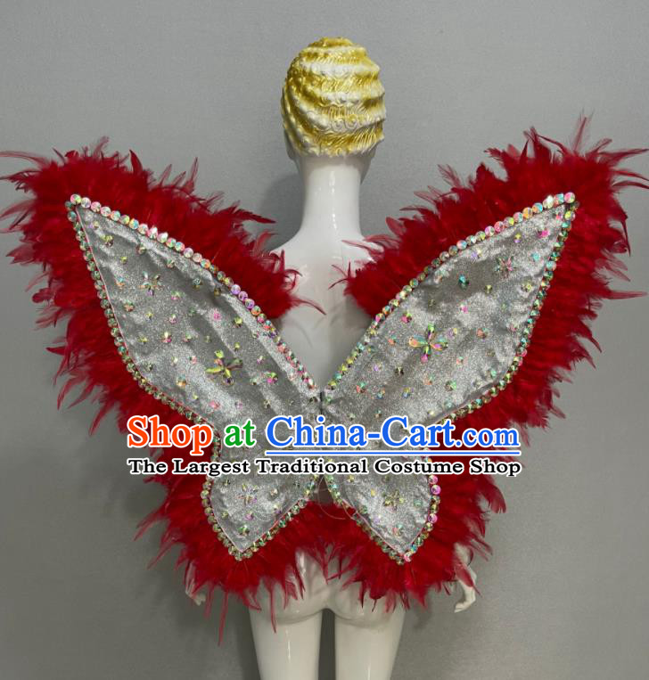 Top Brazil Parade Back Decorations Samba Dance Red Feather Wing Props Stage Show Butterfly Wings Miami Catwalks Accessories