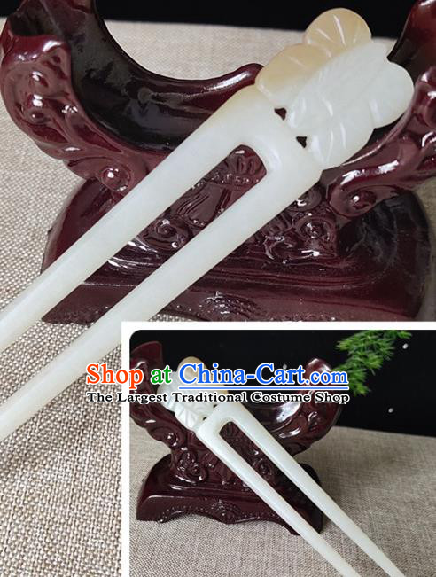 China Ancient Empress Hair Stick Han Dynasty Court Headpiece Handmade Jade Butterfly Hairpin Traditional Hanfu Hair Accessories