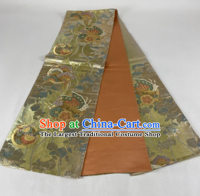 Japanese Traditional Yukata Robe Nishijin Girdle Accessories Classical Butterfly Pattern Kimono Belt Handmade Brocade Waistband