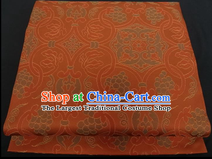 Japanese Traditional Yukata Robe Nishijin Girdle Accessories Classical Grape Pattern Kimono Belt Handmade Orange Brocade Waistband