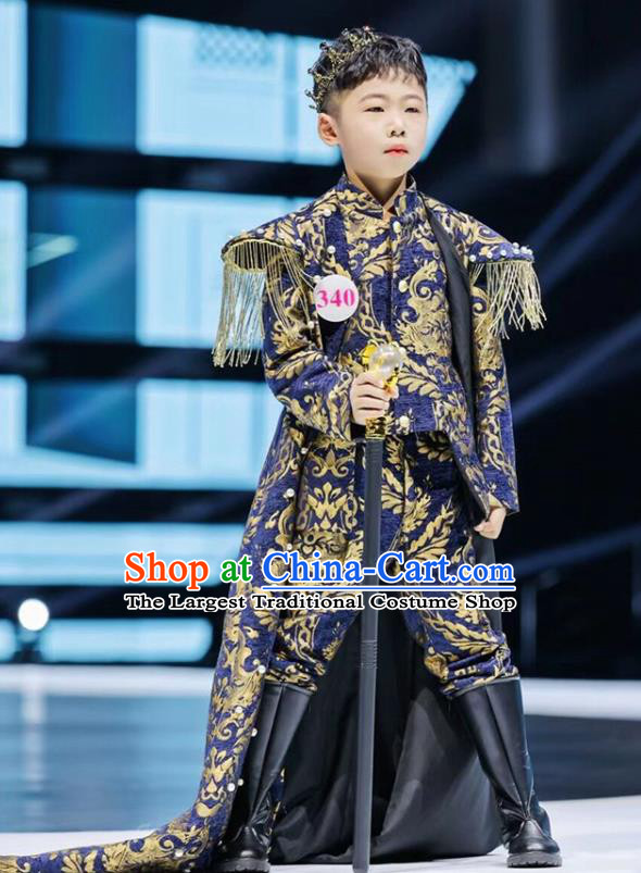 Top Boys Stage Show Navy Western Suits Compere Garment Costumes Children Performance Clothing Catwalks Prince Fashion