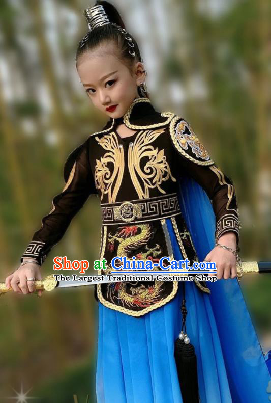 Chinese Girl Catwalk Show Clothing Martial Arts Garment Costume Children Kung Fu Outfits Stage Performance Swordsman Fashion