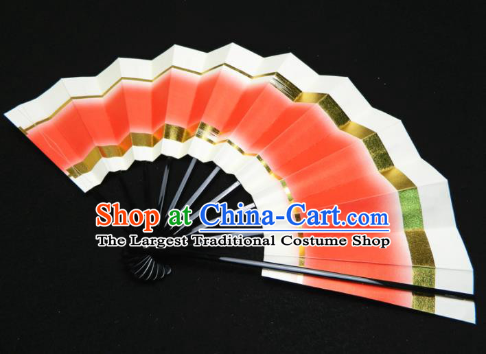 Japan Handmade Craft Fans Geisha Performance Accordion Classical Dance Folding Fan Traditional Court Red Fan