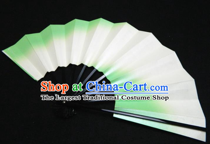 Japan Traditional Court Light Green Fan Handmade Craft Fans Geisha Performance Accordion Classical Dance Folding Fan