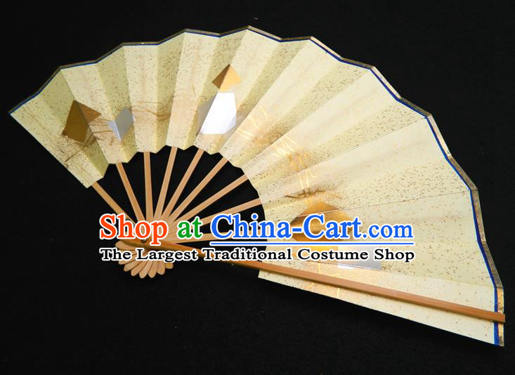 Japan Geisha Performance Accordion Classical Light Golden Folding Fan Traditional Dance Fan Handmade Bamboo Craft Fans