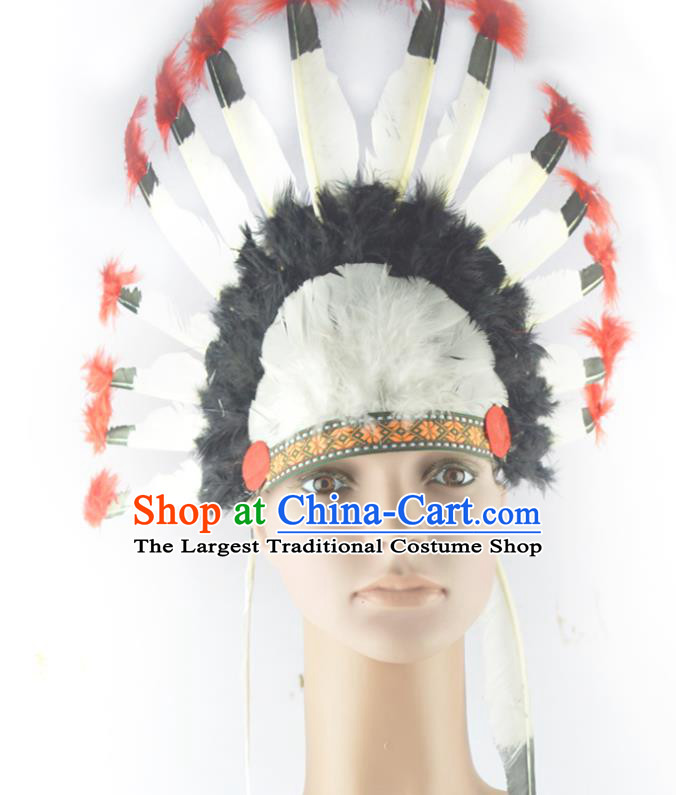 Professional Malankara Wild Man Hair Accessories Tribe Chief Headwear Halloween Fancy Ball Headdress Cosplay Hunter Feather Hair Crown