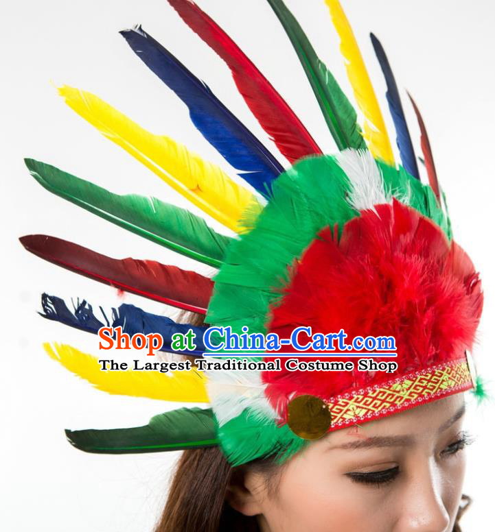 Professional Cosplay Hunter Feather Hair Crown Malankara Wild Man Hair Accessories Tribe Chief Headwear Halloween Fancy Ball Headdress