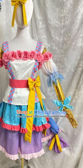 Top Cosplay Young Lady Colorful Dress Halloween Fancy Ball Garment Costume Cartoon Tang Wutong Clothing