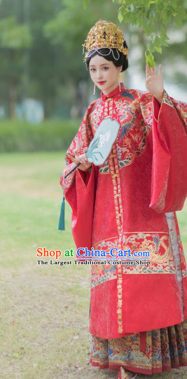 China Ancient Royal Countess Garment Costumes Traditional Nobility Mistress Hanfu Dress Attire Ming Dynasty Wedding Historical Clothing Complete Set