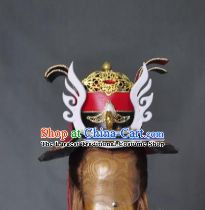 Chinese Puppet Show Cosplay General Hair Accessories Traditional Hanfu Swordsman Helmet Headwear Ancient Warrior Hat