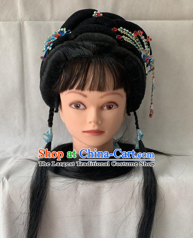 Chinese Beijing Opera Fairy Wigs and Hairpins Hairpieces Peking Opera Hua Tan Hair Accessories Traditional Opera Young Lady Headdress