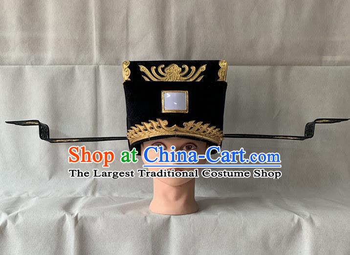 Handmade China Ancient Prime Minister Helmet Peking Opera Laosheng Black Hat Beijing Opera Bao Zheng Headwear