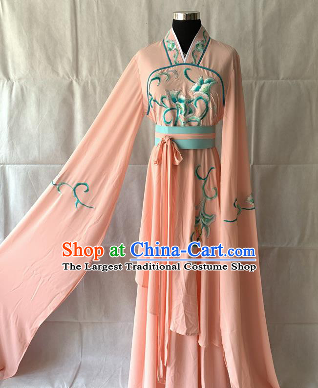 China Ancient Fairy Clothing Beijing Opera Palace Lady Pink Dress Outfits Traditional Opera Young Beauty Garment Costumes