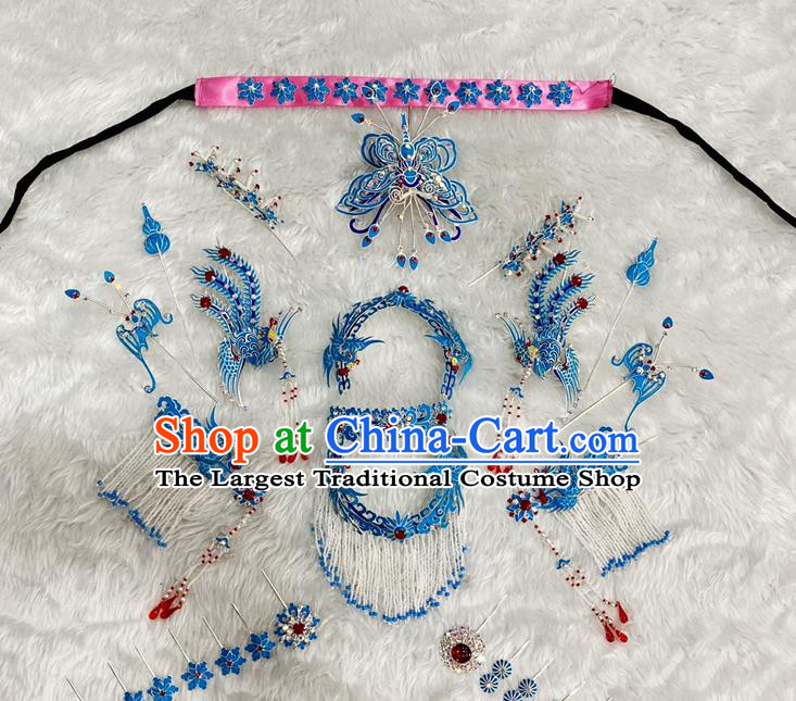 Chinese Peking Opera Princess Hair Crown Traditional Opera Empress Hairpin Beijing Opera Hua Tan Hair Accessories Complete Set