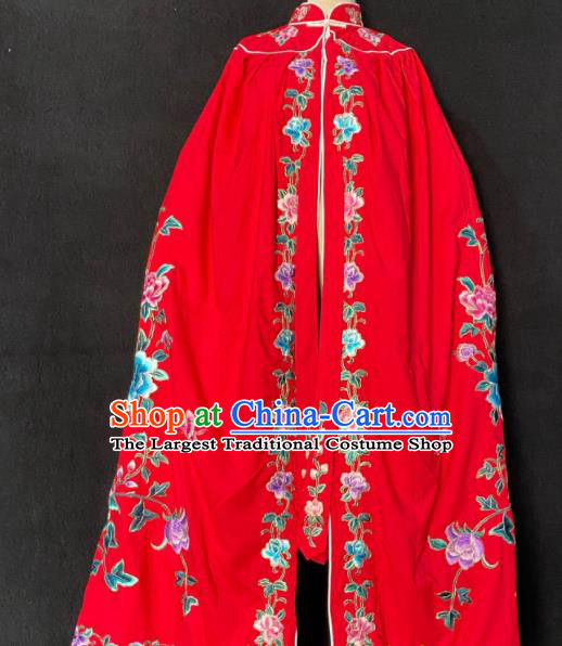 China Beijing Opera Hua Tan Red Cloak Traditional Opera Imperial Concubine Garment Costume Ancient Princess Embroidered Mantle Clothing