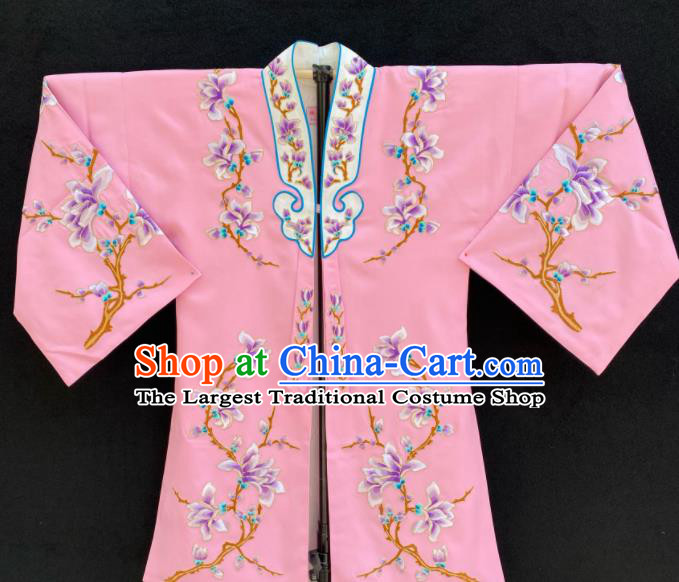 China Ancient Princess Clothing Beijing Opera Hua Tan Embroidered Magnolia Pink Cape Traditional Opera Young Lady Garment Costume