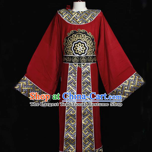 Chinese Beijing Opera Xiaosheng Garment Costume Peking Opera Official Embroidered Red Robe Traditional Opera Noble Childe Clothing