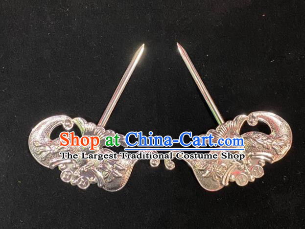 Chinese Beijing Opera Diva Hair Accessories Peking Opera Noble Lady Hair Stick Traditional Opera Actress Argent Bat Hairpin