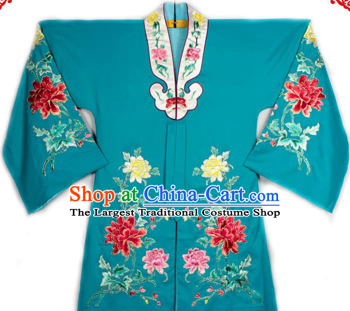 China Ancient Princess Clothing Beijing Opera Actress Embroidered Green Cape Traditional Opera Noble Lady Garment Costume