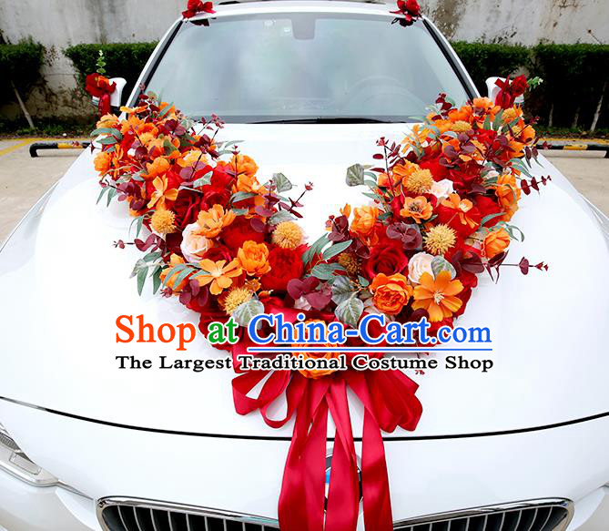 Top Wedding Ceremony Car Decorations Love Simulation Rose Flowers Bouquet Wedding Car Ornaments