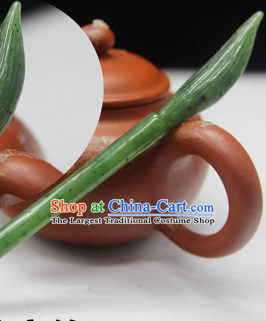 China Classical Cheongsam Hair accessories Handmade Carving Hairpin National Jade Brush Hair Stick