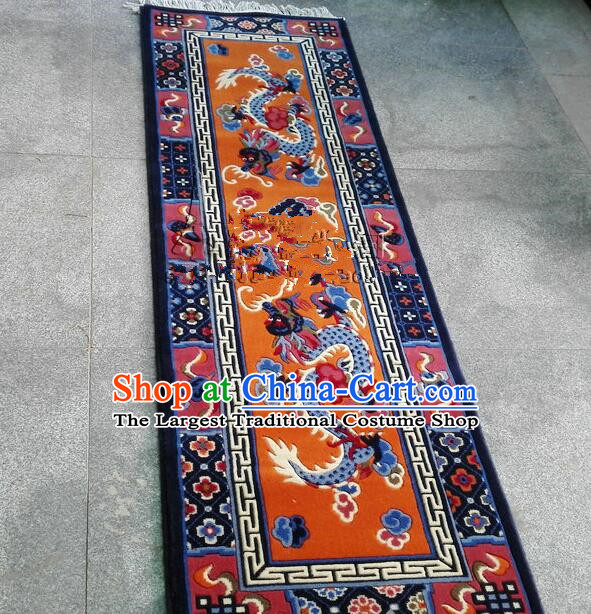 Tibetan Double Dragons Rug Chinese Handmade Orange Rug