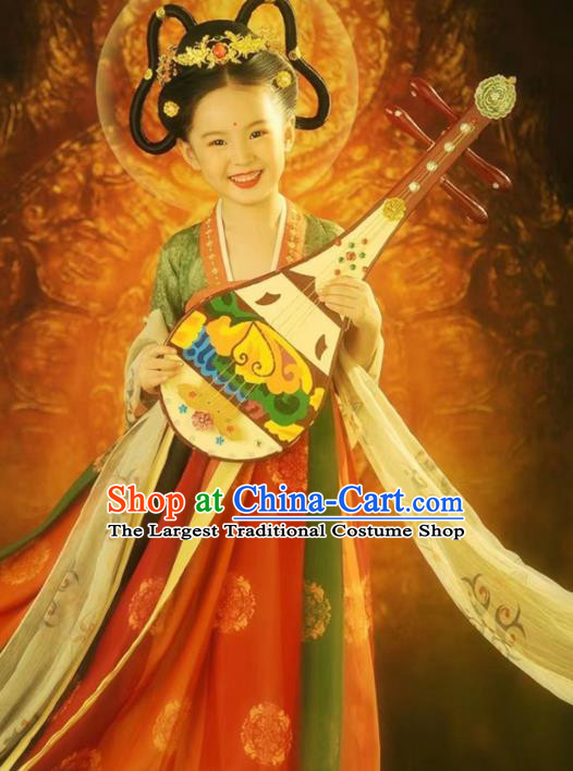 Chinese Tang Dynasty Princess Ruqun Hanfu Dress Ancient Fairy Garment Costumes Traditional Children Clothing