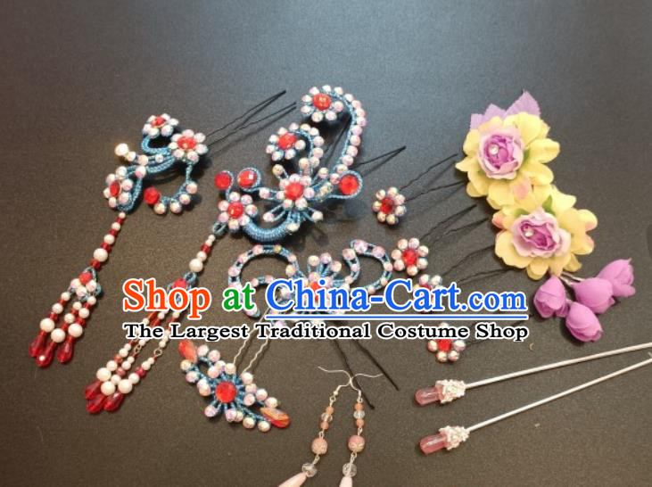 China Traditional Yue Opera Actress Phoenix Hairpins Beijing Opera Hua Tan Headpieces Ancient Noble Lady Hair Accessories