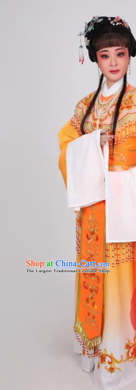 China Ancient Royal Empress Clothing Shaoxing Opera Diva Orange Dress Peking Opera Princess Garment Costume