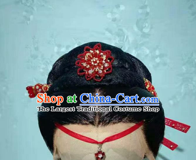 Chinese Traditional Opera Fairy Headdress Huangmei Opera Princess Headwear Beijing Opera Hua Tan Wig Headgear