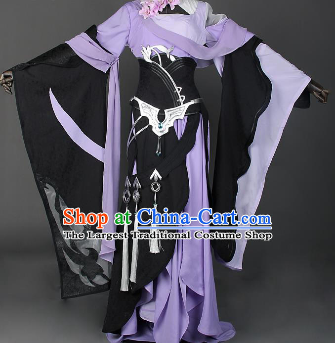 China Ancient Swordswoman Clothing Jian Xia Qing Yuan Chi Ming Dress Cosplay Female Knight Garment Costumes