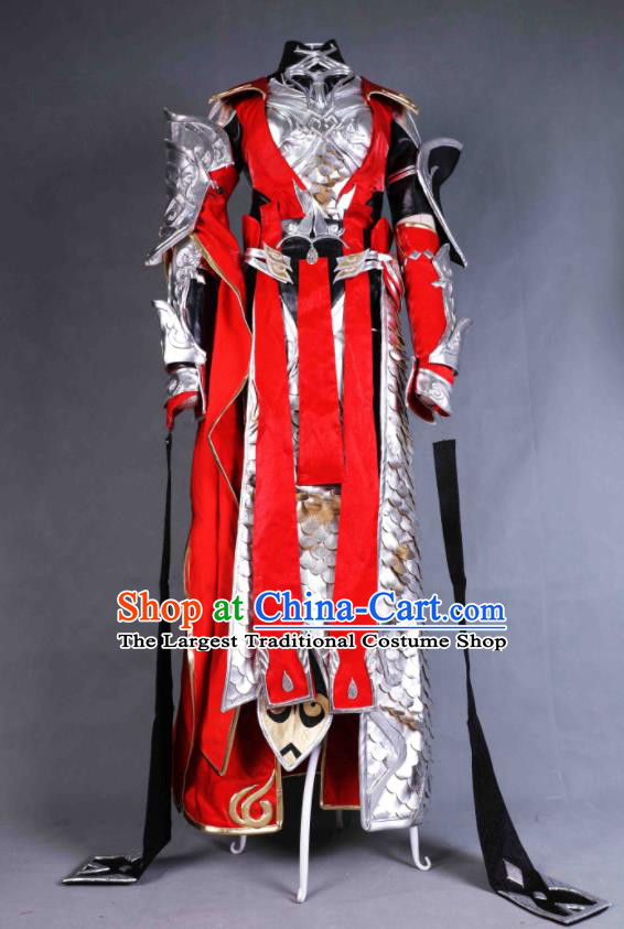 China Cosplay Female General Garment Costumes Ancient Swordswoman Clothing Jian Xia Qing Yuan Xue He Armor