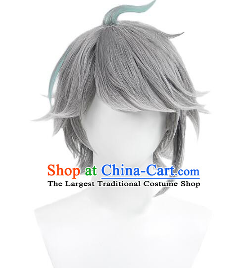 Top Cosplay Grey Wig Handmade Short Wig Men Head Gear