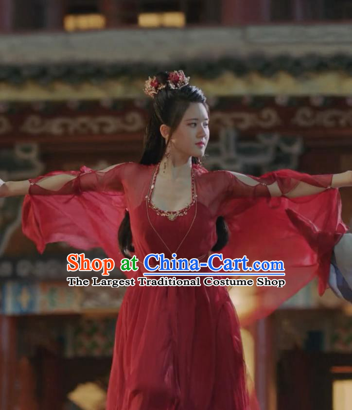 Chinese TV Series Qie Shi Tian Xia Bai Feng Xi Garment Costumes Ancient Princess Clothing Beauty Red Dress