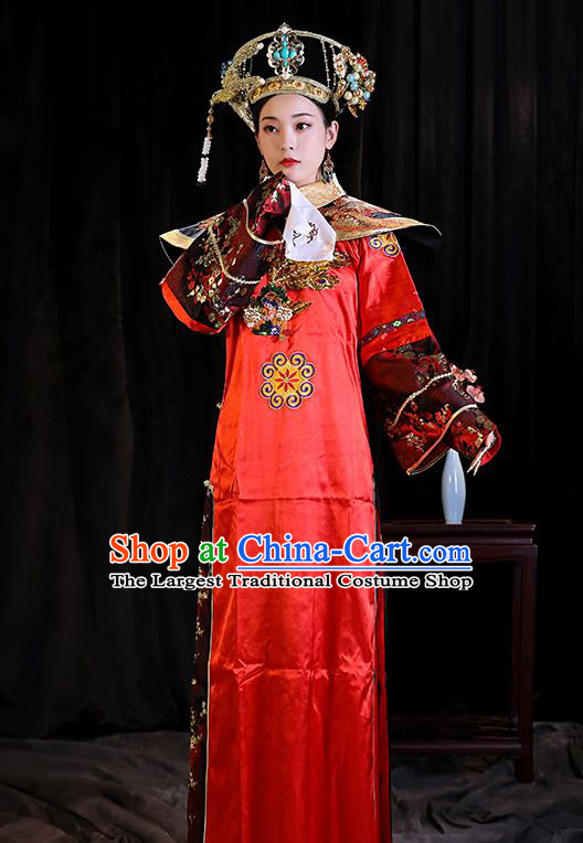 Chinese Qing Dynasty Queen Garment Costumes Ancient Imperial Consort Clothing TV Series Empresses in the Palace Empress Red Dress